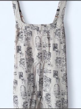 Abercrombie & Fitch Beige Printed Linen-Blend Mini Dress
